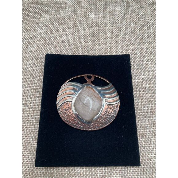 Artisan Copper & Silver-Tone Pendant with Polished Jasper Stone - Picture 3 of 7
